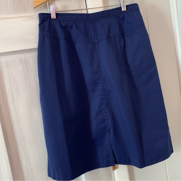 Vintage Skirt navy blue Donnkenny A-line midi skirt Pleating Pockets 30in Waist - Picture 3 of 16